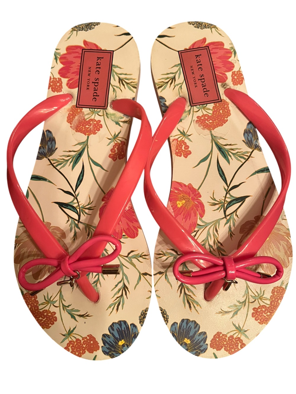 kate spade pink floral bow flip flop sandals size 5